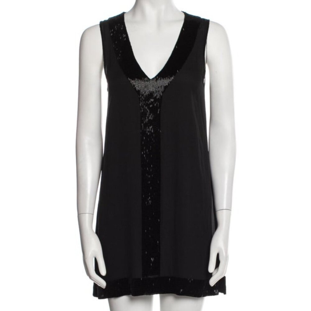 Alice + Olivia Silk Shift Dress with Sequin Detail in Black Size XS